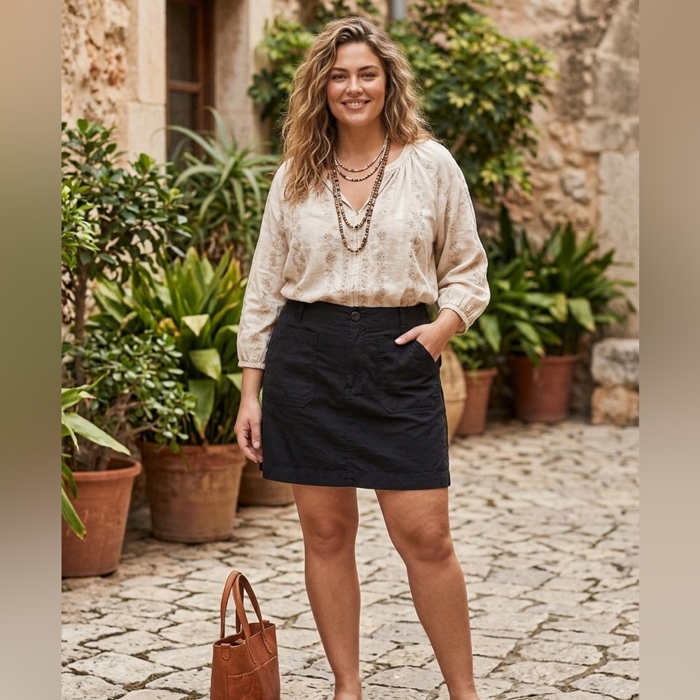 Anthropologie Maeve Button-Front Patch Pocket Mini Skirt size XL